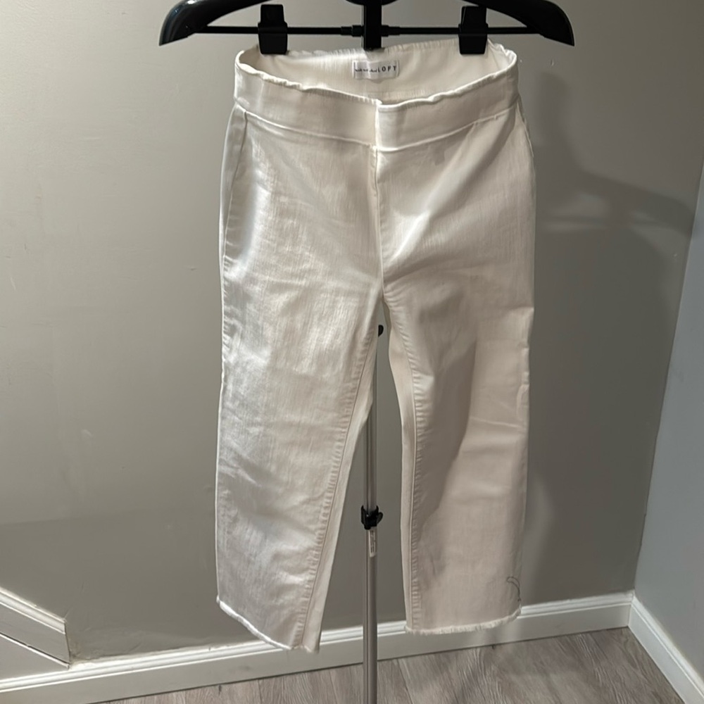 Loft ankle white pull up jeans